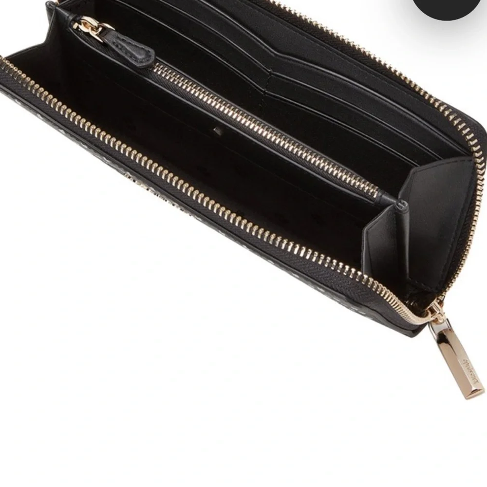 Kate Spade Spencer Metallic Dot Slim Continental Wallet in Black Multi k4546